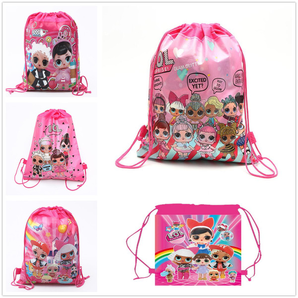 Hot Fashion Pretty Girls Pattern Non-woven Storage Bag Kids Children Draw Pocket Gift Decor Free Shipping