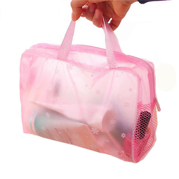 5 Colors Make Up Organizer Bag Toiletry Bathing Storage Bag Women Waterproof Transparent Floral PVC Travel Cosmetic Bag