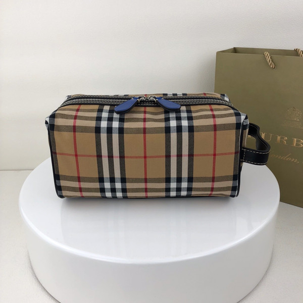 Vintage plaid linen travel storage bag, made of calfskin, feels great, with 100% smooth texture and free global delivery.