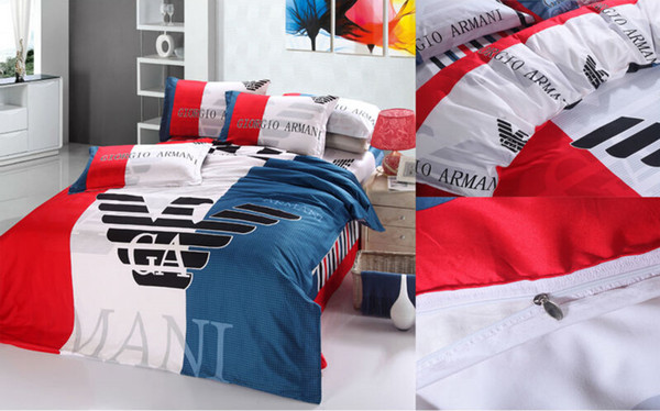 2019 High quality Reactive Printing cotton 4 pcs Bedding Set include duvet cover Bed sheet Pillowcase Bed linen Sheet Bedding Supplies