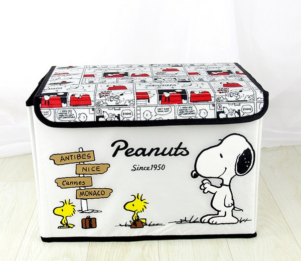 2018 new fashion Snoopy storage bag Oxford cloth cartoon embroidery printing box folding portable storage box storage box wash bag