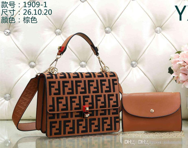 2019 Styles hot European and American fashion brand leather FEND ladies handbag shoulder bag ladies handbag wallet 1909