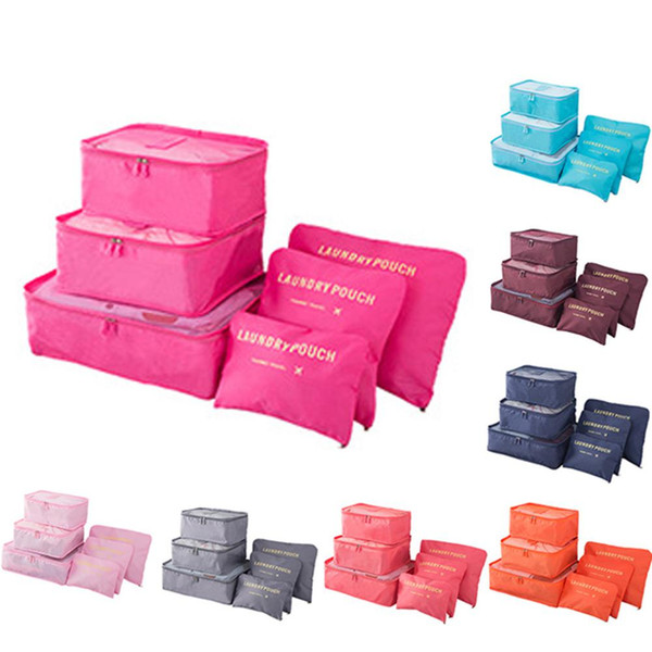 6PCS/Set Travel Storage Bag in Bag Luggage Organizer Cube Packing Bags for Clothing