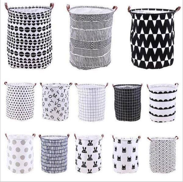 Laundry Storage Basket Ins Dity Clothes Storage Bag Foldable Printed Home Sundries Storage Barrel Waterproof Kids Toys Organizer Totes C6655