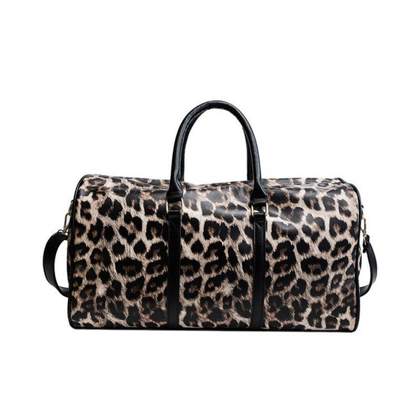 Leopard Print Travel Bag Duffle Totes Large Capacity Pu Handbags Trolley Bags Large For Women Female Traveling Weekend Bag Tote