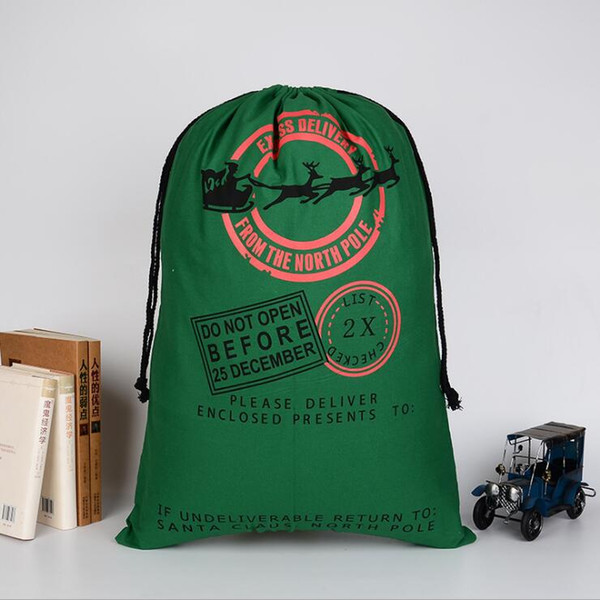 New Arrival High-Level Christmas Gift Bags Large linen Santa Sack Color Elk Organic Heavy Canvas drawstring Bag