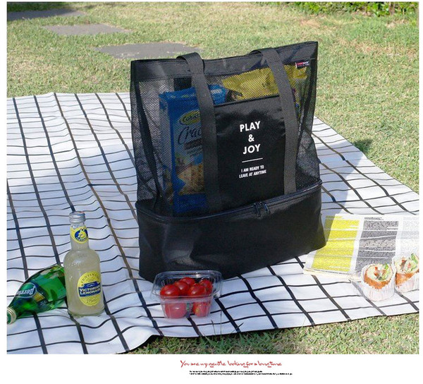 Fashion Beach Cooler Bag outdoor picnic backage kichenware storage mesh tote bag cooler bag beach lunch pack picnic package