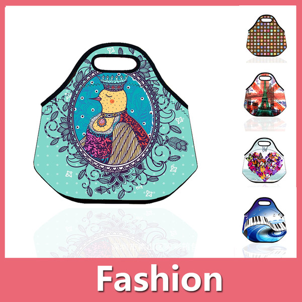 Free Shipping New Sweet Small Flower And Animal Neoprene Picnic Bag Lunch Bag Picnic Pouch Multi-Function Bag Wholesale 1116