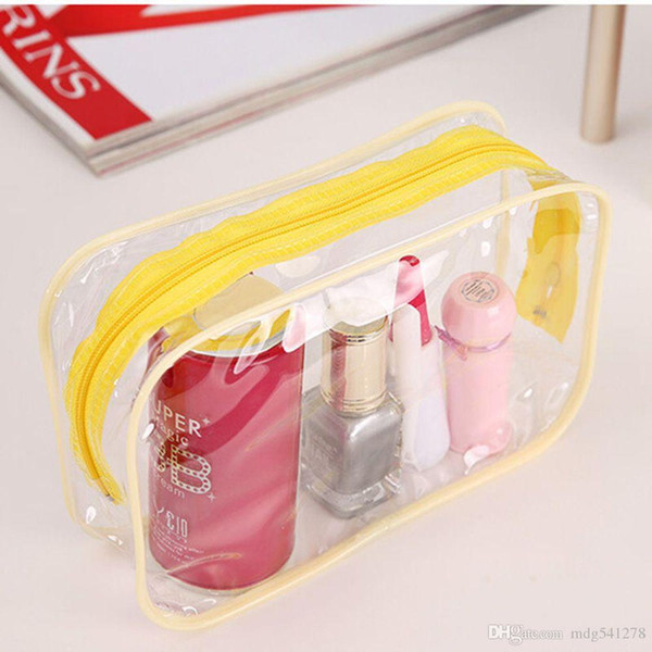 3 Sizes Women Clear Transparent Plastic PVC Cosmetic Bags Casual Travel Waterproof Toiletry Wash Bathing Storage Zip Bag