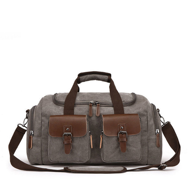 New 2019 Men Large Capacity Canvas High Quality Mountaineer Travel Bag Bucket Tote Casual Trip Shoulder Bags For Male An1156