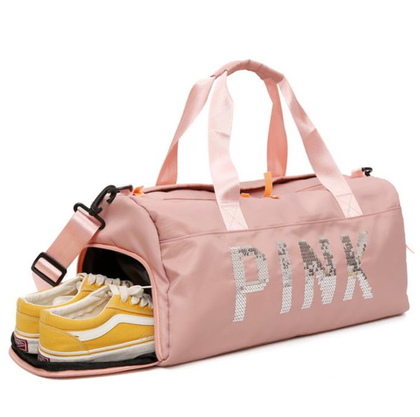 Women Handbags Pink Letter Large Capacity Travel Duffle Waterproof Beach Bag Shoulder Bag