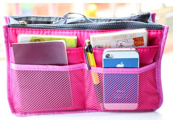 Multi-function Storage Bags 13 colors Dual Insert Handbag Cosmetic bags Admission package Folding bag Travel Bag Free DHL FedEx