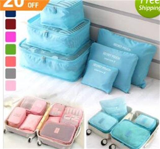 6Pcs/set Travel Storage Bags Boxes Waterproof Clothes Packing Cube Luggage Organizer Portable Pouch Double Zippers NNA362