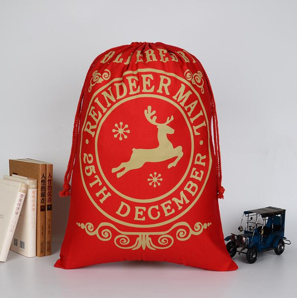 Hot Sell New Arrival Santa Sacks Styles Drawstring Canvas Santa Sack Large Vintage Christmas Gift Bag