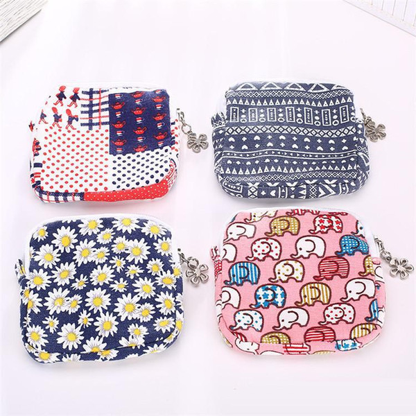 Hot sale mini lovely sanitary cotton package large capacity coin purse girl sanitary napkin storage bag