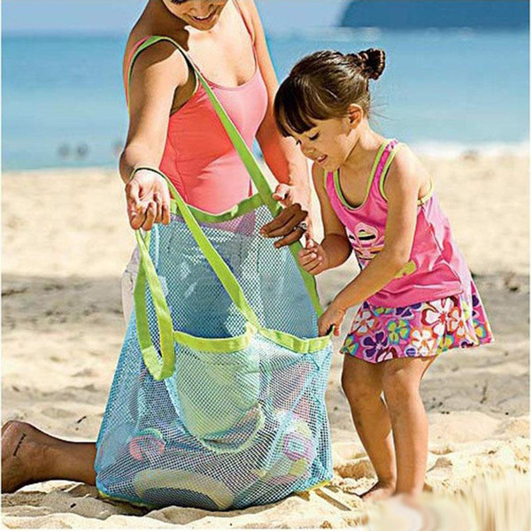 Children Baby Outdoor Beach Sandy Toy Clothes Towel Collecting Bags Shoulder Bags Large Space Mesh Bags Handbag Totes Wholesale