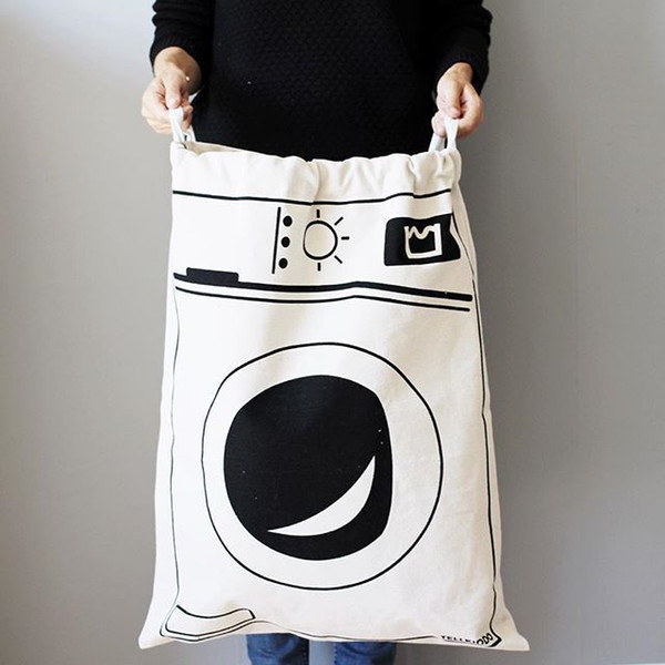 INS HOT Large Canvas Washing Machine Bear Letter Hanging Drawstring Toys Storage Bag Travel Portable Drawstring Bag