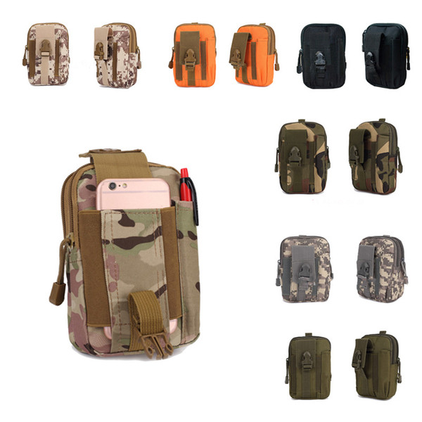 Gold Hands Unisex Outdoor Camo Solid Zipper Sports Casual Tactical Bags Pockets Waist Belt Bag Mobile Phone Package Case Hanging Running Bag