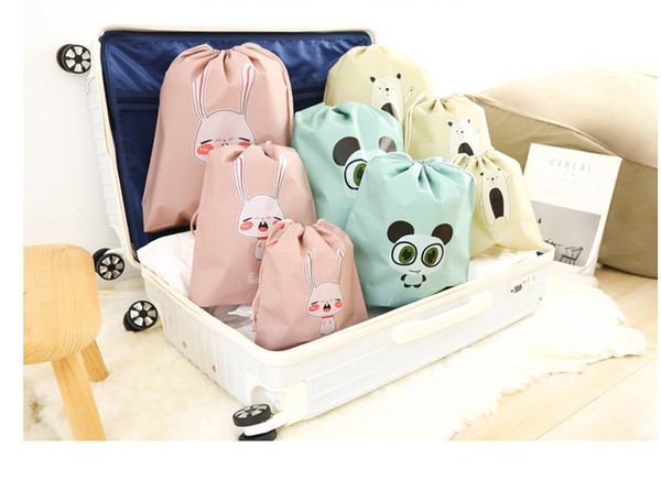 3pcs /set Animal Drawstring Cartoon Storage Bag Waterproof Travel Shoes Laundry Foldable Bag