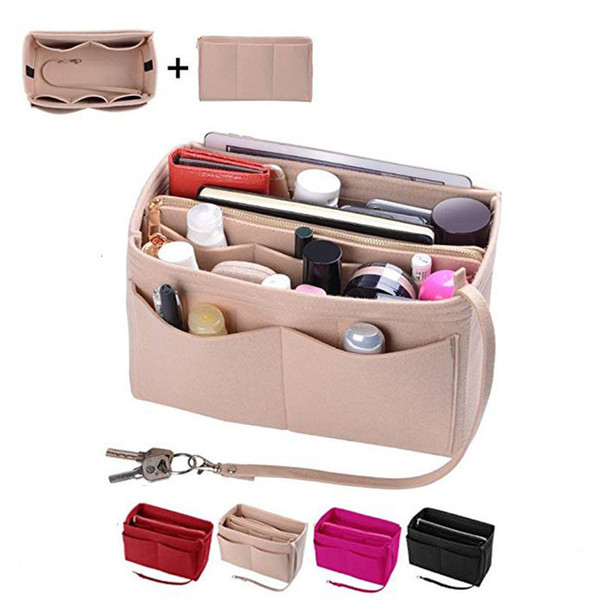 2019 Brand Make up Organizer Felt Insert Bag For Handbag Travel Inner Purse Portable Cosmetic Fit Various Brand Bags