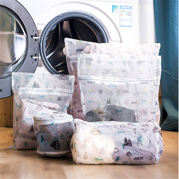 1 Set Zippered Foldable Nylon Laundry Bag Bra Socks Clothes Washing Machine Protection Mesh Bags Underwear Organizer Laundry Bag SH190924