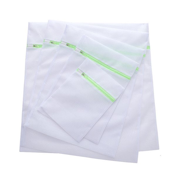 5 Size Clothes Washing Machine Laundry Bag Bra Socks Underwear Green Color Zippered Foldable Nylon Protection Net Mesh Bags SH190924