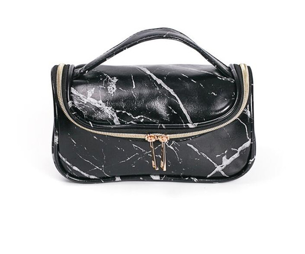 DHL 50pcs Tolietry kits Women PU Marbling Multifunctional Large Capacity Cosmetic Bag White Black