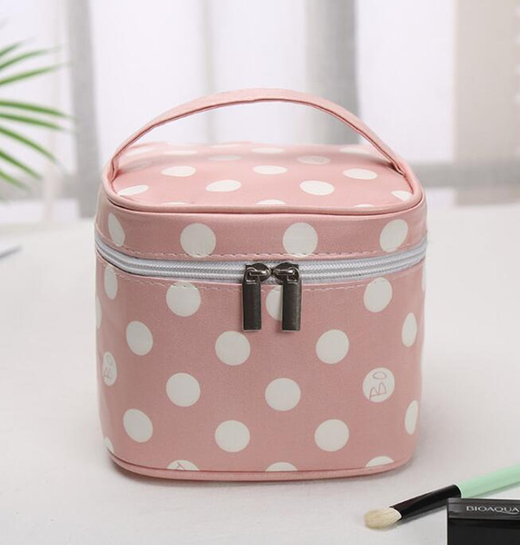 30pcs Toiletry Kits Square Fresh Dots Stripes Printing Multifunctional Sport Cosmetic Bags 5Colors Zipper Travel Storage Bags With handle