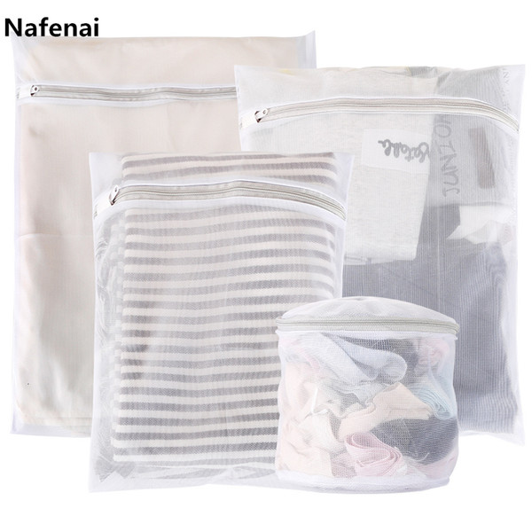 Nafenai 9 Sizes Zippered Foldable Nylon Laundry Bag Bra Socks Underwear Clothes Washing Machine Protection Net Mesh Bags SH190924