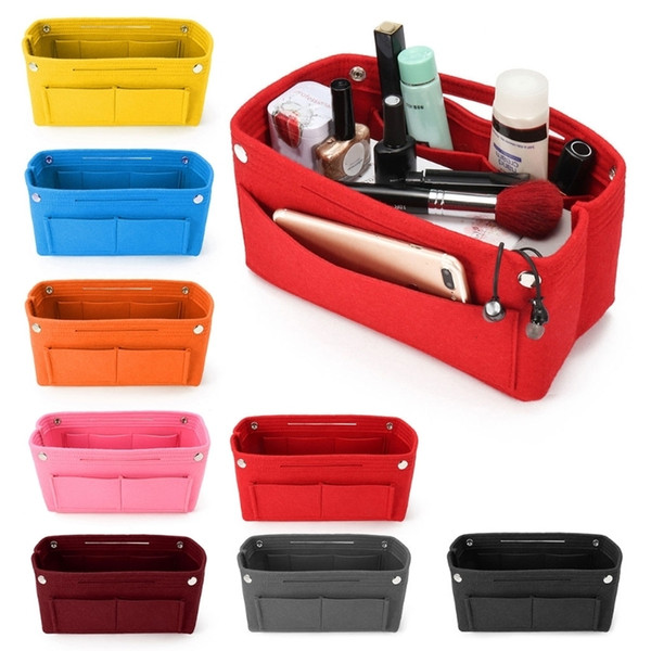 1PC Multifunction Handbag Cosmetic Organizer Purse Insert Bag Felt Fabric Storage Pouch Case 2019