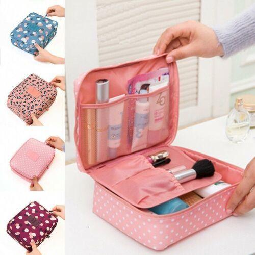 Ladies Travel Cosmetic Makeup Fashion Rushed Floral Nylon Zipper New Women Makeup bag Cosmetic Toiletry Case Hanging Pouch