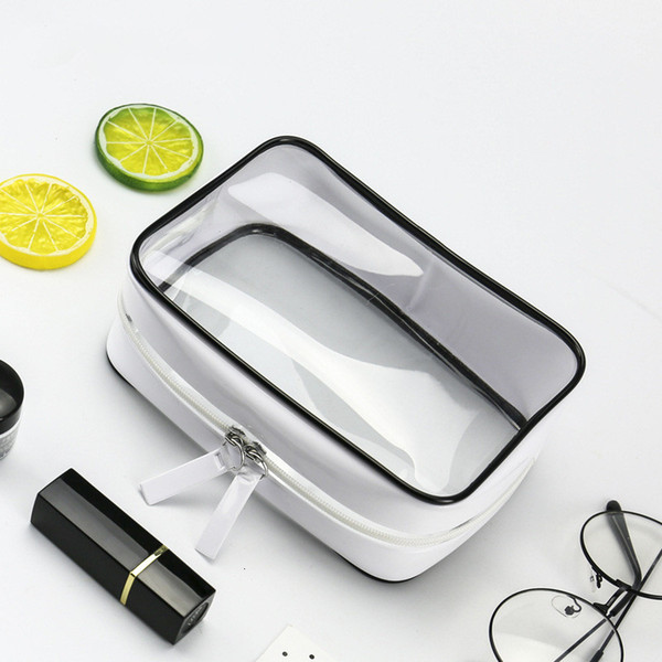 1 Pc Transparent Cosmetic Bag PVC Waterproof Women Makeup Bag Travel Zipper Clear Organizer Maleta