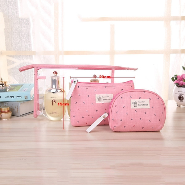 3 Set Casual Women Travel Cosmetic Bag PVC Leather Zipper Make Up Transparent Makeup Case Organizer Storage Pouch Toiletry Bags