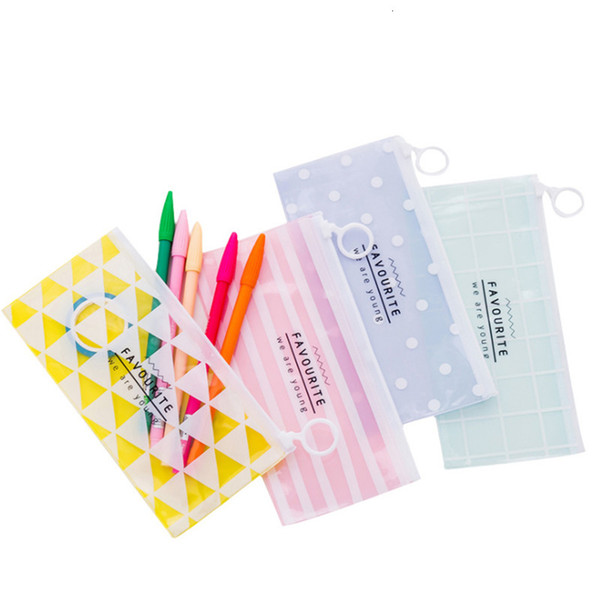 2019 Cartoon Transparent Clear Makeup PVC Zipper Cosmetic Organizer Bag Students School Cosmetic Pencil Bag Case Pouch