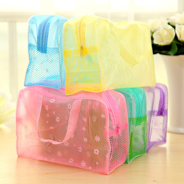 2019 Colors Make Up Organizer Bag Toiletry Bathing Storage waterproof Transparent Floral PVC Travel cosmetic