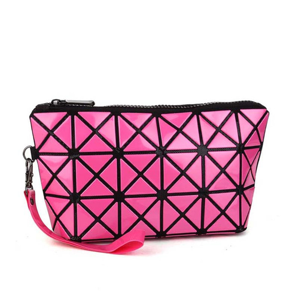 2019 new portable folding cosmetic bag solid color ribs travel storage wash bag clutch bag