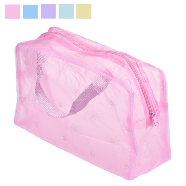 Clear Travel Makeup Cosmetic Bag Transparent Plastic PVC Bags Toiletry Zip Pouch 5 Colors Women Toiletry Bag