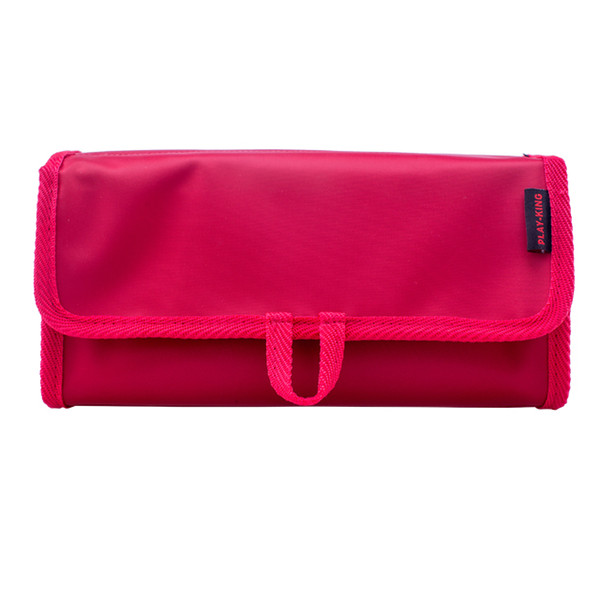 Playking Travel Waterproof Portable Woman Toiletry Bag Red Make Up Bag Cosmetic Organizer Pouch Hanging Wash Bag Nylon