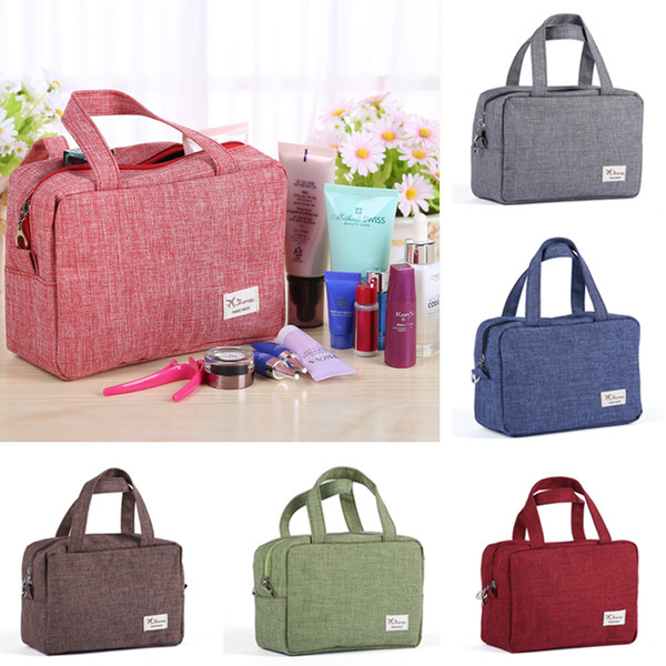 Women Canvas Portable Toiletry Bag Clutch Handbags Makeup Organizer Pouch Bag for Travel Trip Cosmetic Bag Companion Zipper