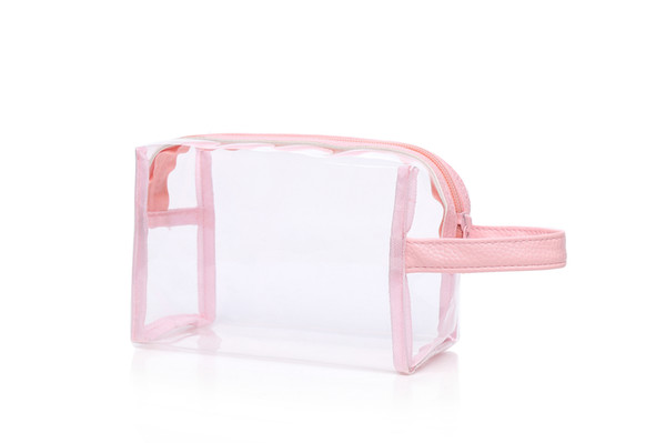 Casual large capacity transparent portable cosmetic bag candy color transparent small square wash bag outdoor portable with storage bag