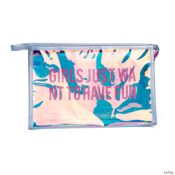 New Pattern Heat Sell Waterproof PVC Transparent Cosmetic Bag Portable Travel Wash Bag Ma'am Laser Makeup Package