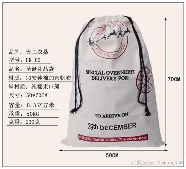 Hot Sale! Christmas Large Canvas Bags Popular Santa Claus Drawstring Bags With Reindeers Cotton Christmas Gift Fashion Sack Bags 12 Style