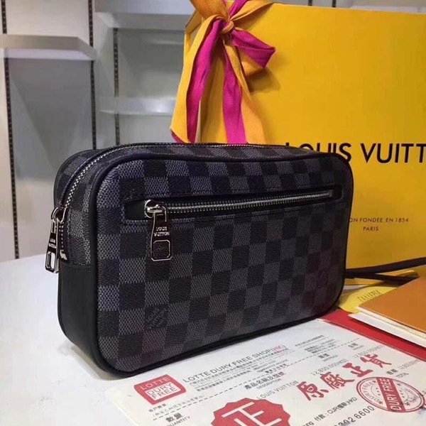 Fashion Luxury Plaid Flower Classic Damier Graphite Kasai Bags Mono Toiletry Kits Palm Wrists for Men Wallet Handbags Clutch Bag #685