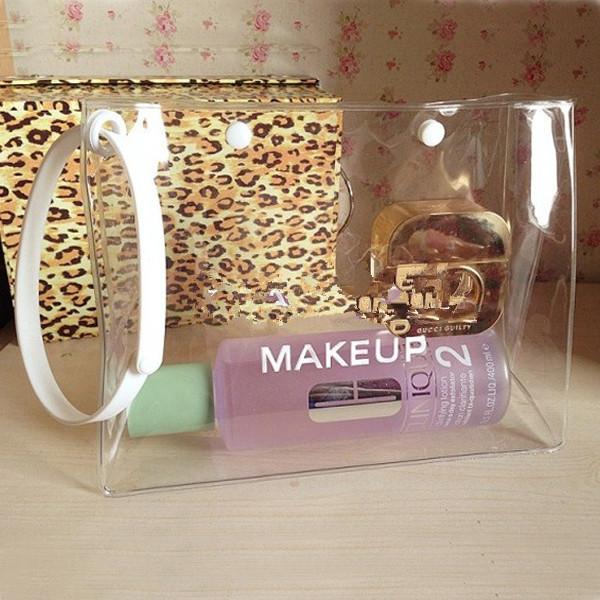 Fashion Women FAMOUS Clear Cosmetic Case Makeup Bag Makeup Tool Storage Case