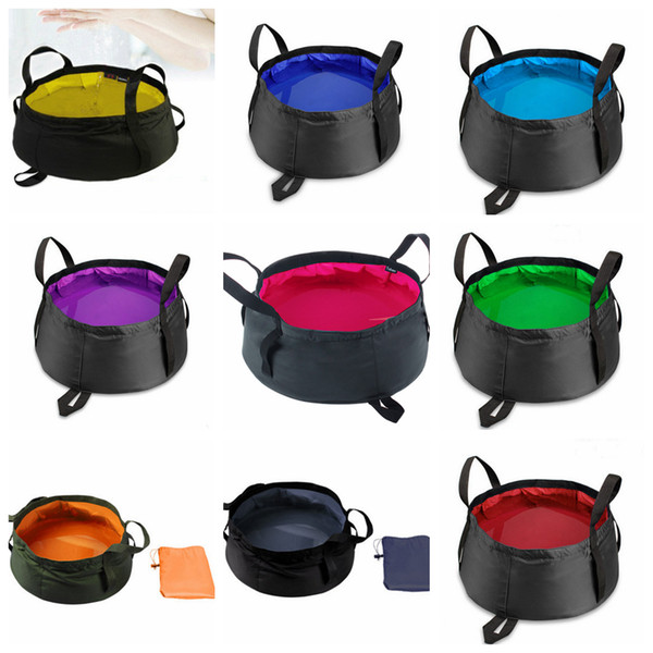 9 Colors Portable Folding Washbasin Outdoor Collapsible Bucket Wash Basin Water Basin Pot For Camping Hiking Toiletry Kits AAA400