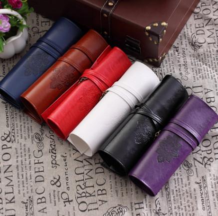 Women Vintage Cosmetic Bag Twilight Kit Pens Makeup Brushes Bag PU Leather Travel Make Up Bag Toiletry Organizer Holder