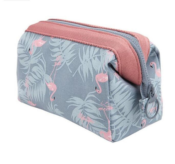 Cartoon Flamingo Cosmetic Bag Women Function Travel Trunk Makeup Bag Zipper Make Up Organizer Storage Pouch Toiletry Kit Box