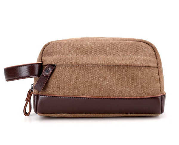 2018 New Retro PU Patchwork Canvas cloth Men Toiletry Kits casual outdoor travel storage bag 5colors size