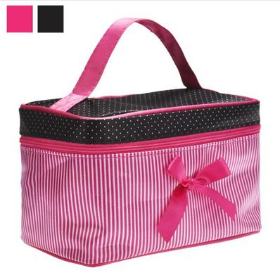 Lowest Price Women's Bag Square Bow Stripe Cosmetic Bag Big Lingerie Bra Underwear Dot Bags Travel Bag toiletry kits