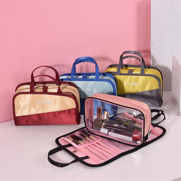 2019 Contrast color cosmetic bag storage bag large capacity travel multi-function two-in-one portable inner wash bag simple portable